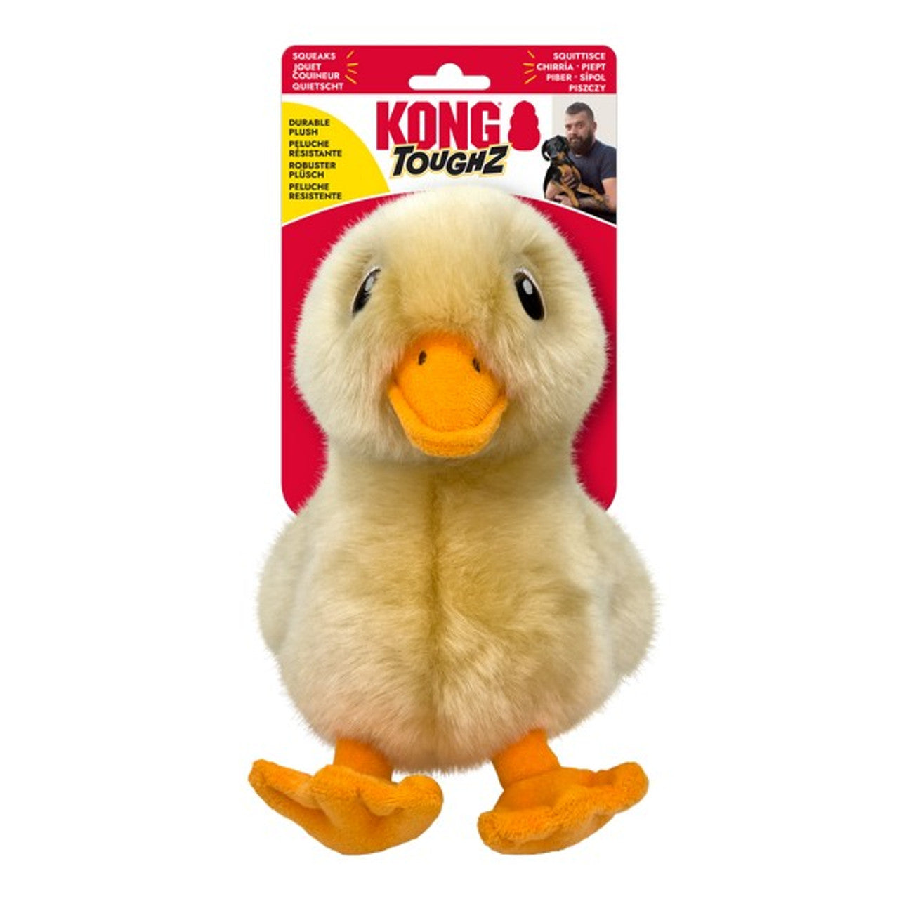 KONG Toughz Plush Dog Toy – Durable Double Squeaker, Medium