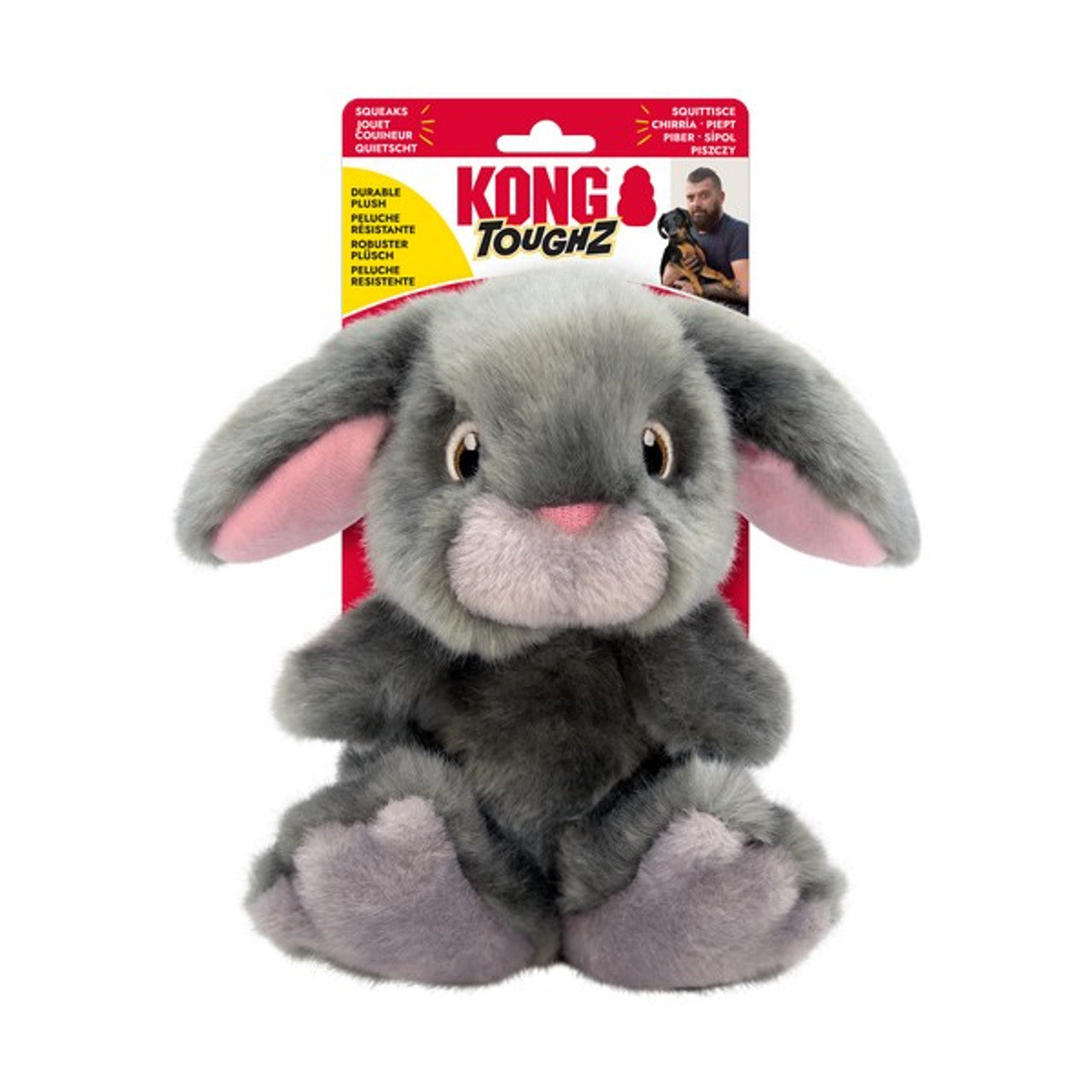 KONG Toughz Plush Dog Toy – Durable Double Squeaker, Medium
