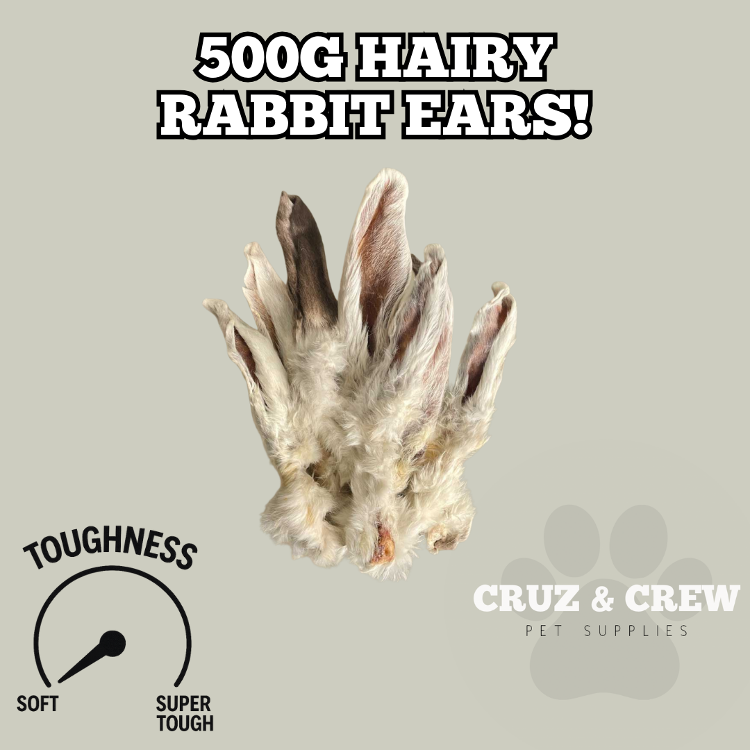 Cruz & Crew 500g Hairy Rabbit Ears! (8 Weeks+)