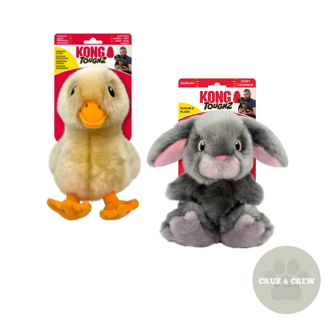 KONG Toughz Plush Dog Toy – Durable Double Squeaker, Medium