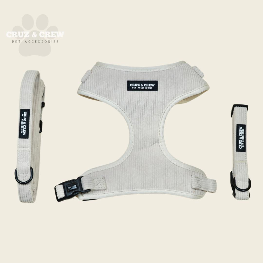 Cruz & Crew Pet Accessories Ribbed Harness Set - Adjustable Fit - 3 Colours