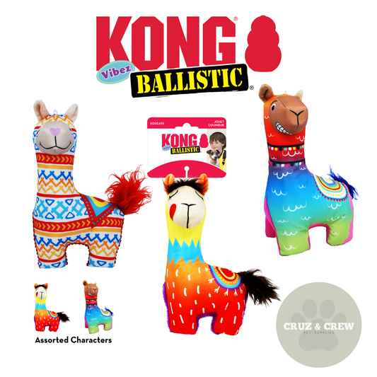 KONG Ballistic Vibez Birds Llamas Dog Toys - Durable Material