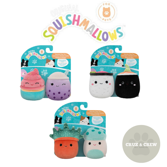 Squishmallows Two Pack Squeaky Plush Dog Toy - Perfect for Your Pet's Playtime