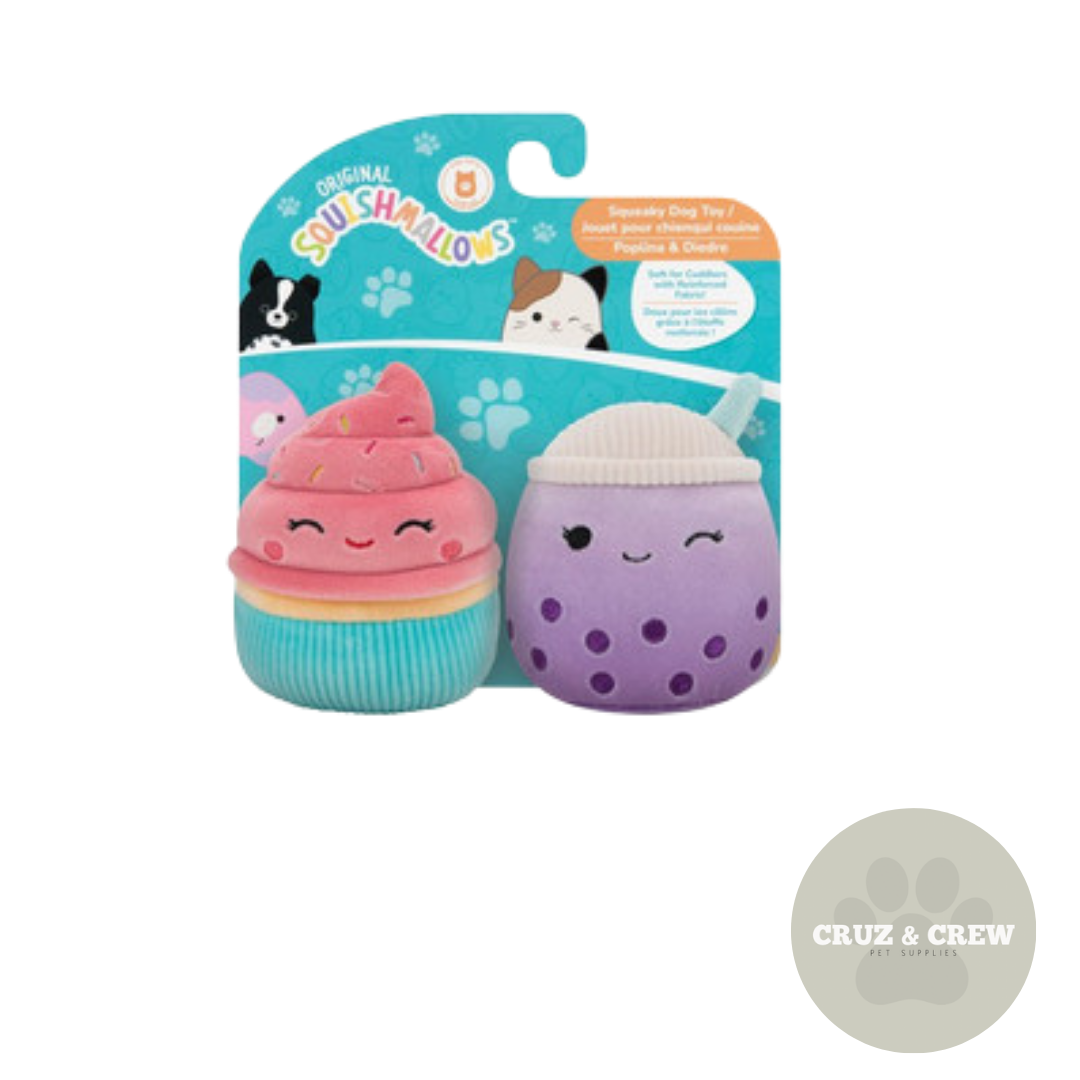 Squishmallows Two Pack Squeaky Plush Dog Toy - Perfect for Your Pet's Playtime