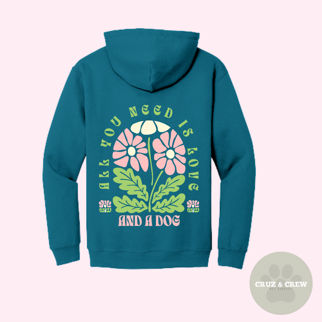 Crew Essentials Hoodie - All You Need Is Love And A Dog - Premium 400gsm Oversized Hoodies