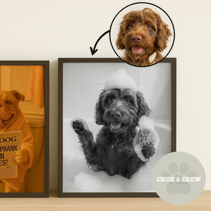 Cruz and Crew Bespoke Dog Bathroom Portraits – Framed to Perfection